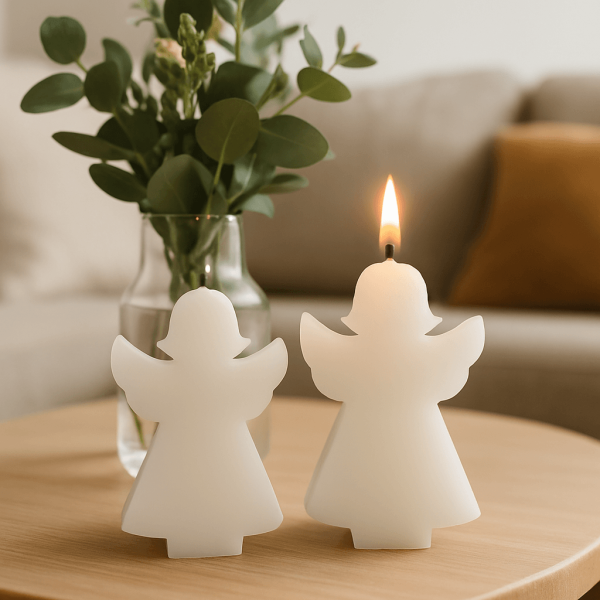 Angle candles for Christmas decor.