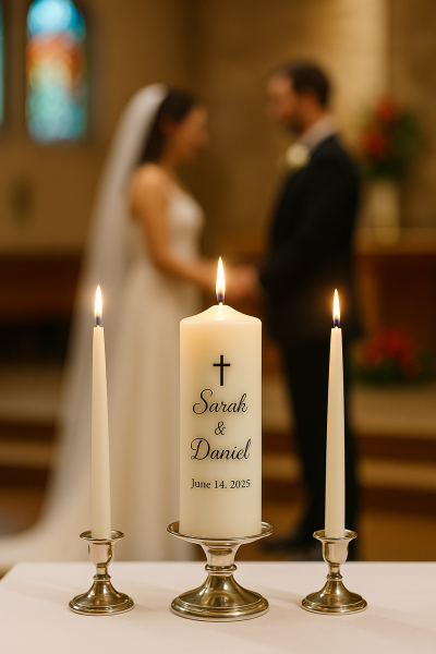 Custom Printed Wedding Candles
