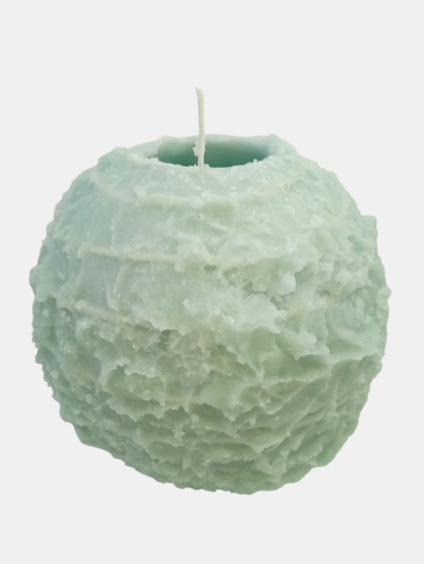 spiral ball candle 16.5cm blue