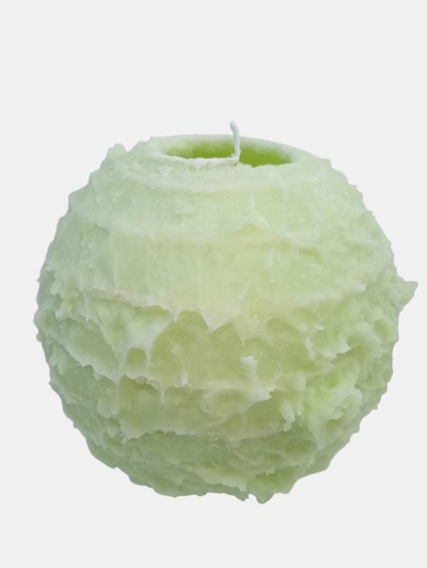 spiral ball candle 16.5cm green