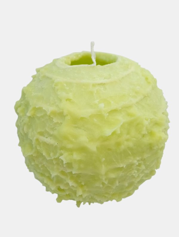 spiral ball candle 16.5cm yellow
