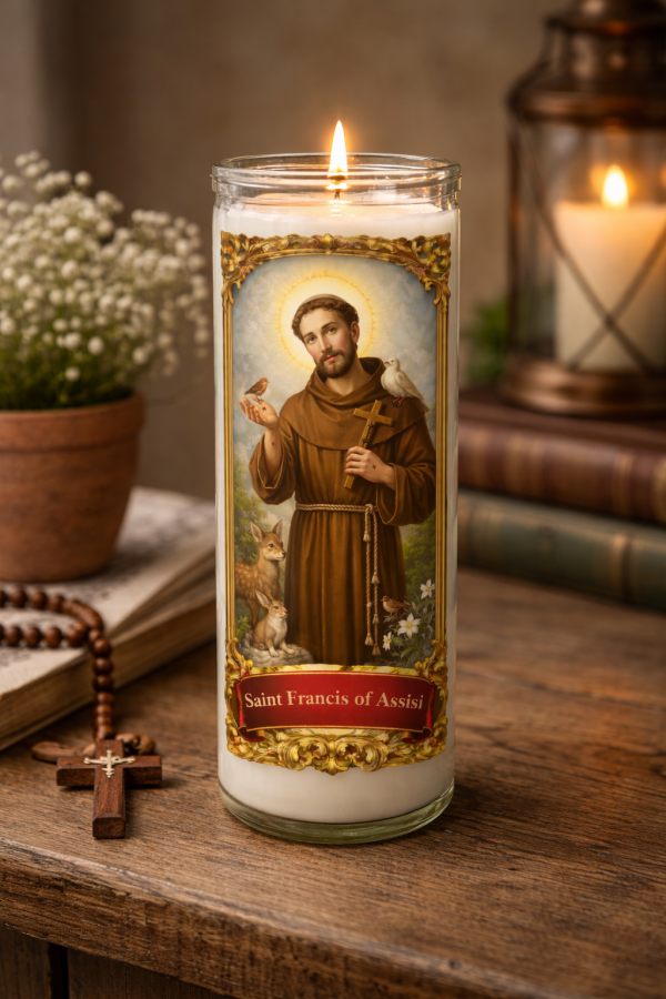 Saints Memorial Candle in Glass